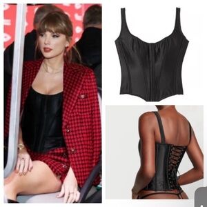 New! Victorias Secret Taylor swift black lace up corset top 45930